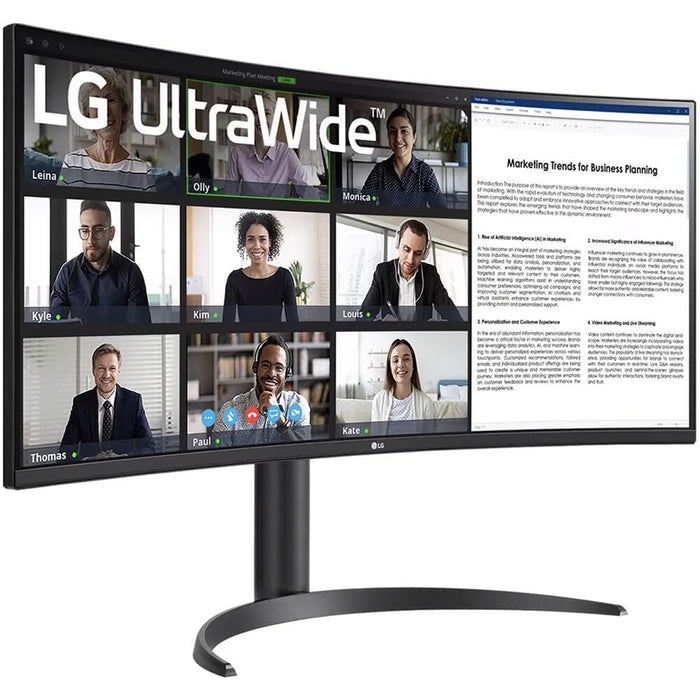 LG Ultrawide 34" Class WQHD Curved Screen LCD Monitor - 21:9 - Textured Black - 34" Viewable - Vertical Alignment (VA) - 3440 x 1440 - 16.7 Million Colors - 300 Nit - 5 ms - HDMI - DisplayPort