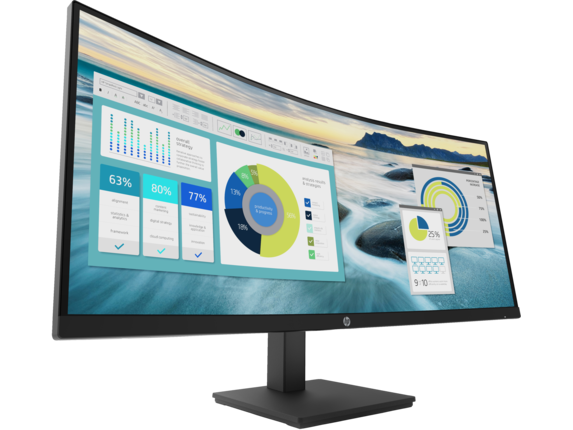 HP P34hc G4 - P-Series - LED monitor - curved - 34" - 3440 x 1440 WQHD @ 60 Hz - VA - 250 cd/m2 - 3500:1 - 5 ms - HDMI, DisplayPort, USB-C - speakers - black