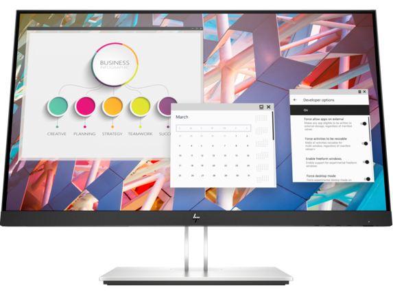 HP E24 G4 - E-Series - LED monitor - 23.8" - 1920 x 1080 Full HD (1080p) @ 60 Hz - IPS - 250 cd/m2 - 1000:1 - 5 ms - HDMI, VGA, DisplayPort - silver (stand), black head