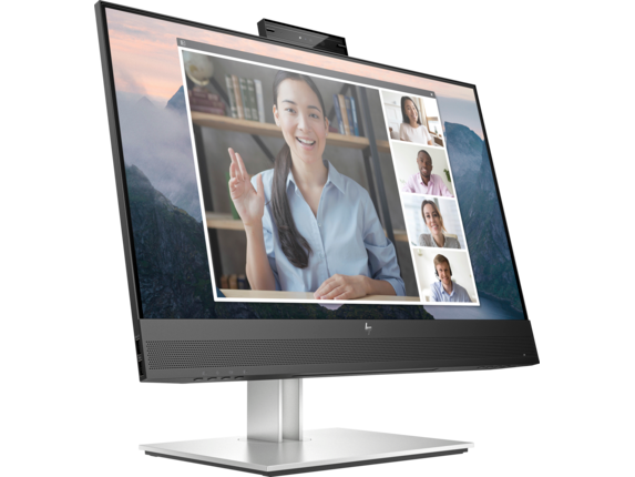 HP E24mv G4 Conferencing Monitor - E-Series - LED monitor - 23.8" - 1920 x 1080 Full HD (1080p) @ 60 Hz - IPS - 250 cd/m2 - 1000:1 - 5 ms - HDMI, VGA, DisplayPort - speakers - silver, black head