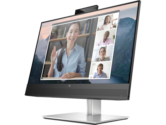 HP E24mv G4 Conferencing Monitor - E-Series - LED monitor - 23.8" - 1920 x 1080 Full HD (1080p) @ 60 Hz - IPS - 250 cd/m2 - 1000:1 - 5 ms - HDMI, VGA, DisplayPort - speakers - silver, black head