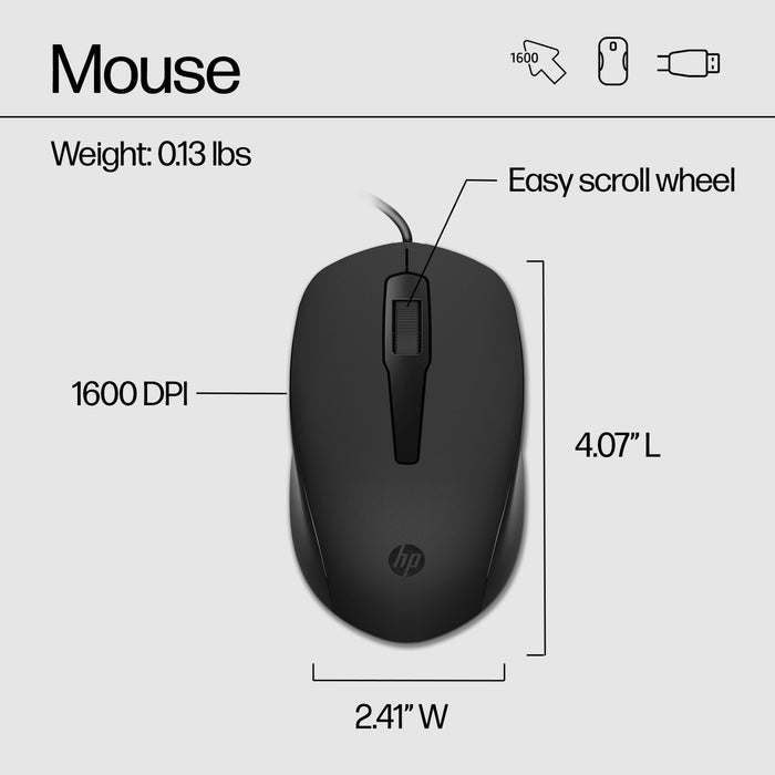 HP 150 Wired Mouse and Keyboard Combo